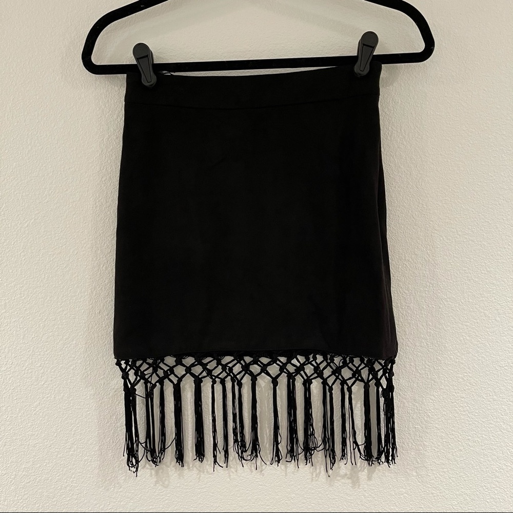 Suede black mini skirt